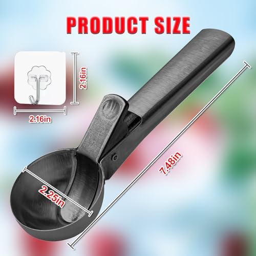 Ice Cream Scoop,Portable Stainless Steel Ice Cream Scoop with Trigger and Comfortable Handle,Dishwasher Safe,DIY Ice Cream,Gelato,Sorbet,Cake Batter (Black)