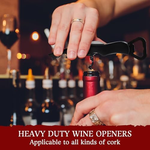Hushee 24 Pcs Wine Opener Bulk with Foil Cutter Corkscrew Key 3 in 1 Red Bottle Opener Professional Stainless Steel Beer Corkscrew for Beverages Bartenders Summer Party(Black)