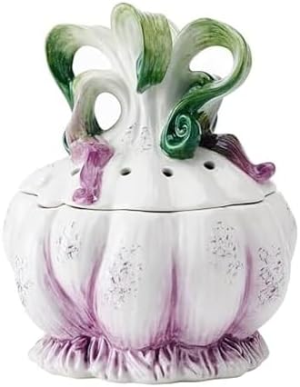 Fitz and Floyd Sicliy Green Ceramic Garlic Keeper Storage Saver