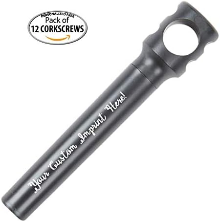 Personalized Pocket Corkscrew - Wine Bottle Opener- Custom Printed Name - Imprinted with Your Name, Logo or Message - Great Gift Ideas - FREE PERZONALIZATION - 12 Corkscrews per Box (Black)