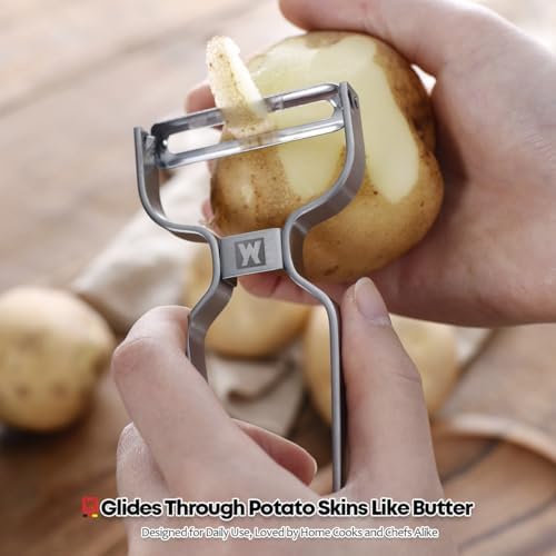 Wagensteiger Stainless Steel Potato Peeler with Extra-Wide Peeling Blade, Great for Large Vegetables (1609)