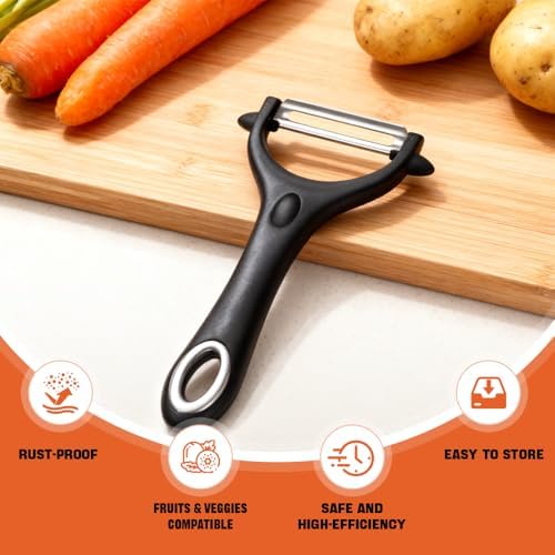 30 Pack Vegetable Potato Peeler for Kitchen,Ergonomic Soft-Touch Handle-Black (Black, 30 Pack)