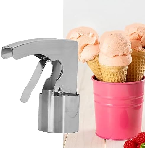 Ice Cream Scoop Stainless Steel, Cylindrical Ice Cream Scoop with Trigger Ergonomic Design Adjustable Scooper Old Time