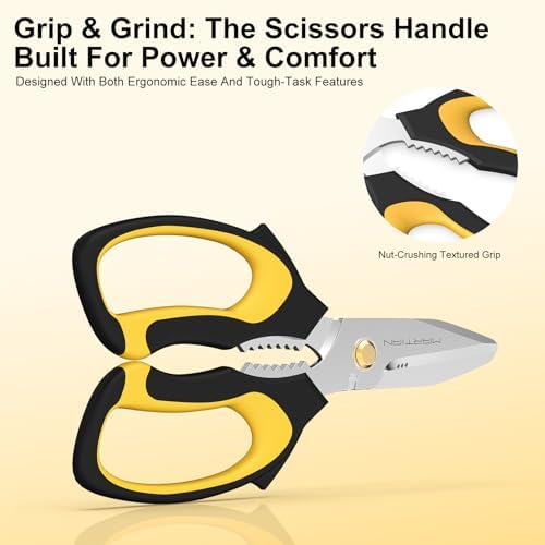 8” Ultra Sharp Kitchen Shears Heavy Duty - Stainless Steel Kitchen Shears for Food, Dishwasher Safte Kitchen Scissors for Meat Cutting, Ideal Gift for Father's Day