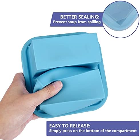 1-Cup Silicone Freezer Tray with Lid 2 pack Soup freezer molds Food Freezing Container Make 4 Perfect Soups, Broths, Stews, Sauces, Curries