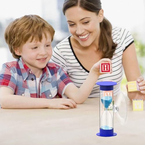 2 Minute Hourglass Sand Timer with Suction Cup,Unbreakable Sucker Sand Clock Timer 2 min,Plastic Mini Sand Watch,Rotatable Reloj De Arena for Kids Toothbrush(Blue)