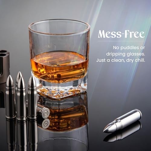 Mixology & Craft Premium Metal Ice Cubes | Stainless Steel Reusable Chilling Stones | Non-Melting Alternative for Whiskey, Scotch & Fine Spirits | Ideal Whiskey Stones Gift Set