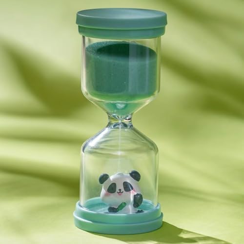 5 Minute Sand Timer,Hourglass Timer in Macaron Green with Panda Pattern
