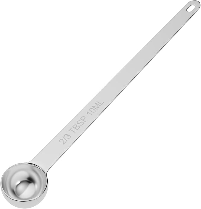 LEIFENY 1PCS 2/3Tbsp(2tsp, 10ml) Extra Long Handle Measuring Spoon, Single Stainless Steel Individual Measure Scoop Only