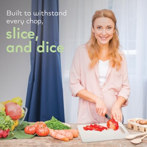 Luciano Housewares Durable Plastic Cutting Board, Chopping Board for Kitchen Use, Ideal for Cutting Vegetables, Fruits, and Meats, Kitchen Essentials, White, 13.25" x 10"