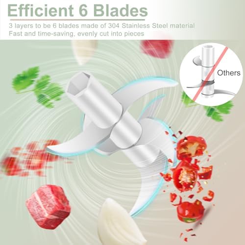 400ML Electric Garlic Chopper, 6 Blades Garlic Grinder