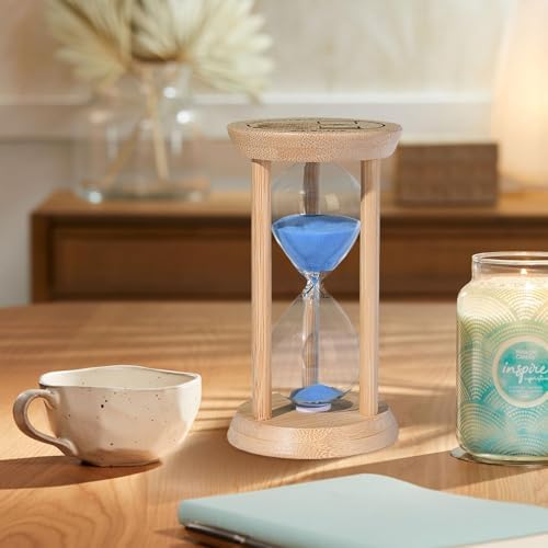 SuLiao Wooden Sand Timer 60 Minute Hourglass, Bamboo Sand Clock, Small Black Sand Watch 60 Min, Reloj De Arena Hour Glass Sandglass for Game Classroom Home Office Decorative