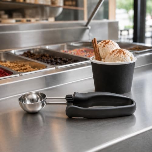 Restaurantware Ice Cream Scoop 1 Case 1.1 oz Stainless Steel Portioner Commercial Kitchen Tool Comfortable Grip Dishwasher-Safe Ambidextrous Handle