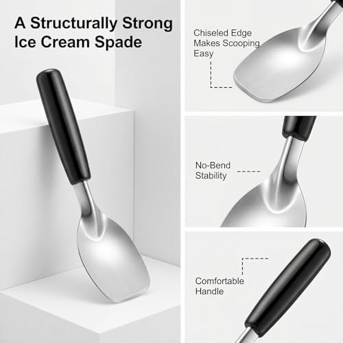 6 Pack Ice Cream Spade Heavy Duty - Stainless Steel Flat Ice Cream Scoop, Scooper for Hard or Creamy Dessert Spade Butter Cutter
