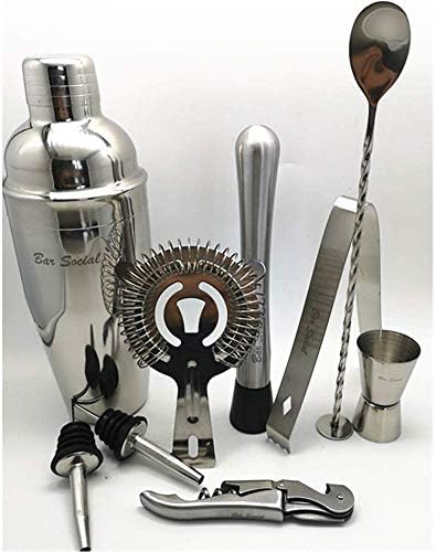 Bartender Cocktail Kit – Bartender Accessories Tools for Drinks – Set of 10 Bar Mixer Set – Complete Cocktail Mixing Set with Bamboo Stand – Drink Making Kit