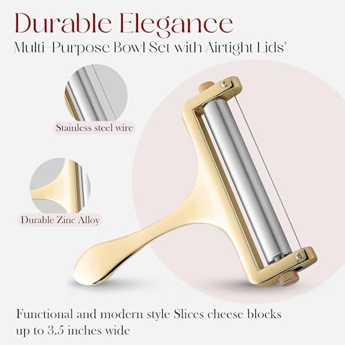 Bellemain Stainless Steel Wire Cheese Slicer with 2 Extra Wires - Gold