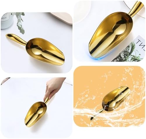 Gold Foodservice Stainless Steel Bar Ice Flour Utility Scoop, 6-Ounce Round Bottom Small ice scoop For Multi-Purpose Use, Contoured Handle