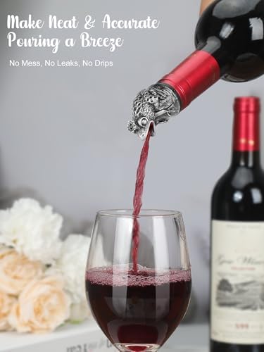 Animal Wine Pourer Spout, Drip Free Bottle Pourer & Stopper for Wine and Liquor Bottles, Funny Gift for Men, Dad, Hostess and Housewarming, Bar Cart Accessory for Holiday Party Decor, Multiple Animal