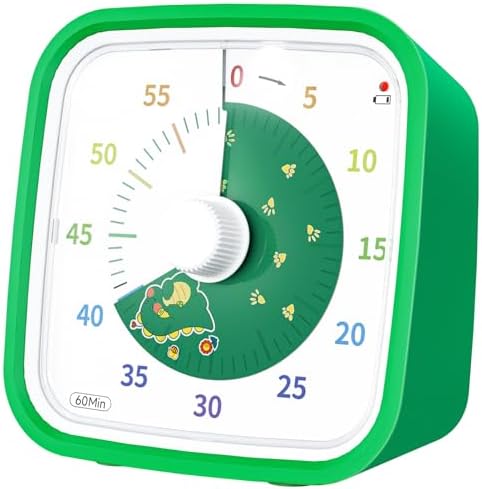 Yunbaoit Dinosaur Visual Timer for Kids, 60-min Countdown Timer, Green