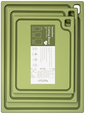 Cutting Boards Set of 3 - Dishwasher Safe Juice Grooves Easy Grip Handle Non-Slip Surface