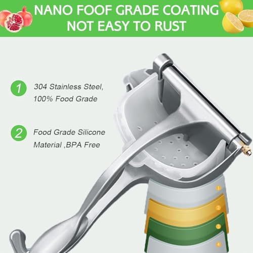 Hand Juicer Stainless Steel, Manual Lemon Squeezer for Orange 304 Stainless Steel Aluminum Alloy, Lime, Grapefruit Non-Slip Grip, Easy to Clean Hand Press Juice Extractor (cerise)