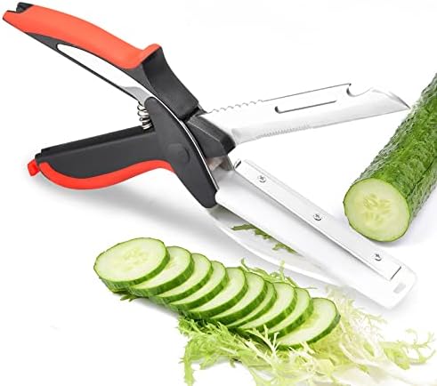 Vegetable Scissors and Food Cutter - Kitchen Shears With Cutting Board, Quick Slicer, Chopper for Meat and Vegetables