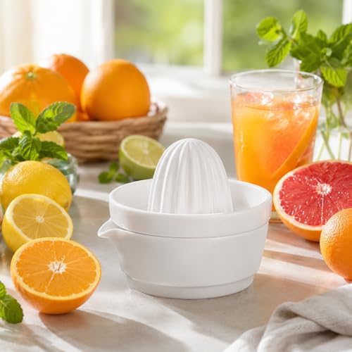 Garneck Ceramic Lemon Squeezer, Manual Citrus Juicer, Hand Press for Lemons, Oranges and Limes, Ideal for, Modern Kitchen Design, Durable Material, Simple
