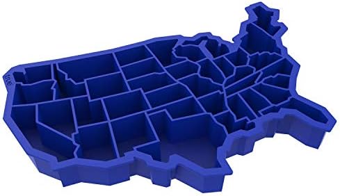 TrueZoo Silicone Ice Cube Tray, Blue Ice Cube Mold for Whiskey, Iced Coffee, Cold Brew, Juice, Home Bar Gifts, Makes 38 Cubes, Molds for Chocolate, Candy, Baby Food, Crayon, Soap, USA States Design