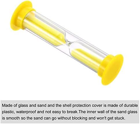 PATIKIL 2 Minute Sand Timer, 4Pcs Small Sandy Clock with Plastic Cover, Count Down Sand Glass for Games, Kitchen, Party Favors DIY Decoration, Yellow