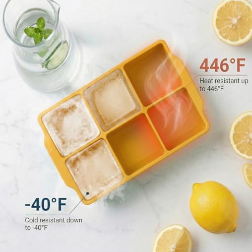 KitchFort® Large Silicone Ice Cube Tray (2-Pack) - 2" Big Ice Mold with Lid