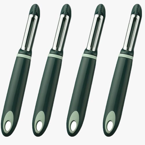 4 Pack Vegetable Potato Peeler for Kitchen,Ergonomic Soft-Touch Handle-Black (Aquamarine, 4 Pack)