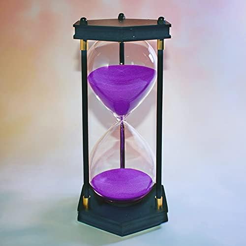 AKAKA MUNING Large Hourglass Timer 60 Minute Hexagon Wood Sandglass, Purple