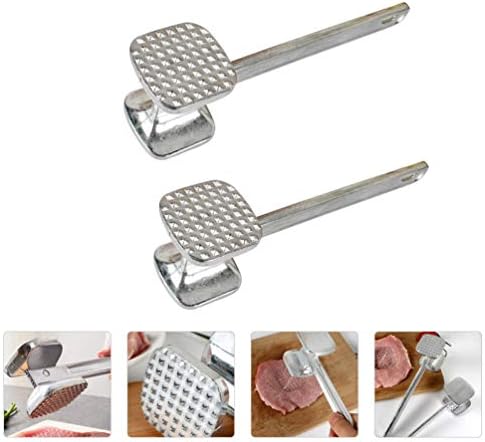 BESPORTBLE 2Pcs Meat Tenderizer Mallet Hammer Pounder Double Side Aluminum Meat Hammer for Tenderizing Flattening Steak Beef