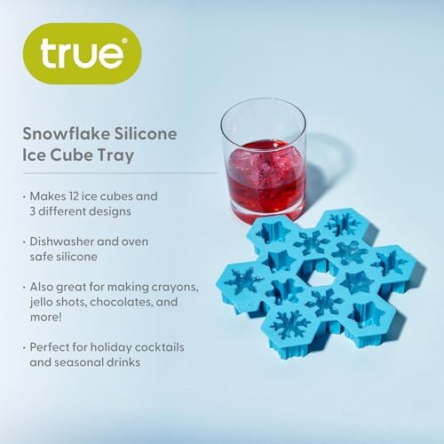 TrueZoo Snowflake Silicone Ice Cube Tray, Flexible Ice Mold for Whiskey, Cocktails, Jello Shots, Chocolates, Desserts, Crafts, Frozen Treats, Kitchen & Home Bar Gifts, Set of 1, Blue