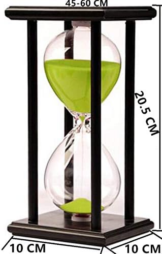Lodunsyr Hourglass Timer for 60 Minutes Sandglass Timer for Kitchen Living Room Home Office Desk Bedroom Party Festival Coffee Table Book Shelf School Game Sand Timer Clock (Black Frame Green Sand)