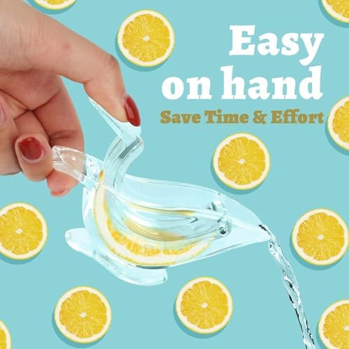 Manual Lemon Juicer, Acrylic Manual Lemon Slice Squeezer, Portable Transparent Fruit Juicer, Elegance Bird Shape, Hand Juicer for Orange Lemon Lime Pomegranate (2 Pack)