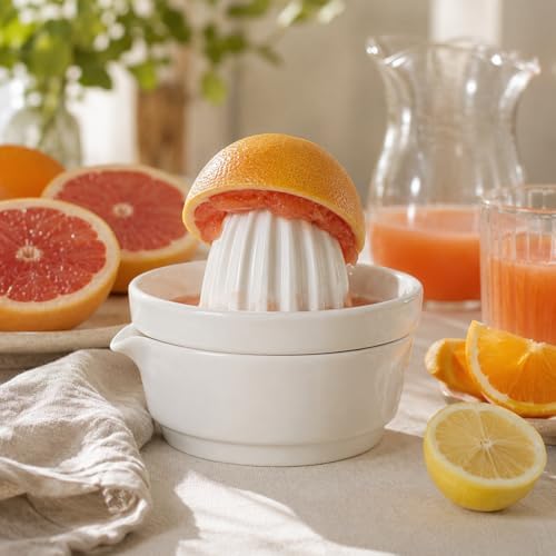 Garneck Ceramic Lemon Squeezer, Manual Citrus Juicer, Hand Press for Lemons, Oranges and Limes, Ideal for, Modern Kitchen Design, Durable Material, Simple