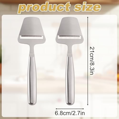 2pcs Stainless Steel Cheese Slicer, One-Piece Design Cheese Shaver Peeler Knife Plane, Multi-Functional Butter Cutter Tool for Block Cheeses Semi-Hard/Hard Butter Vegetables Kitchen Use