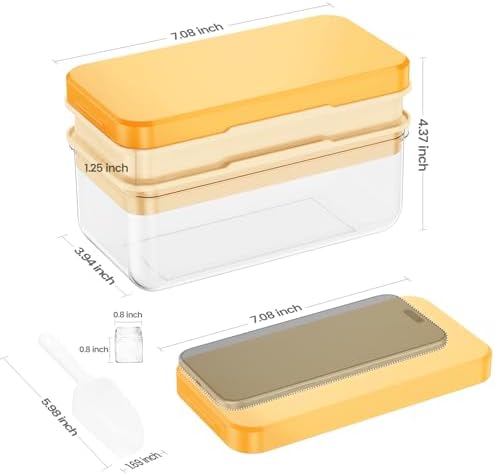 PHINOX Ice Cube Tray with Lid and Bin, Easy Release 56 Cubes for Freezer
