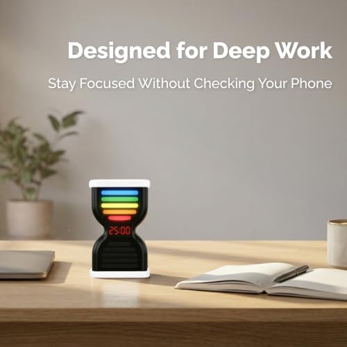 KADAMS Pomodoro Timer, Visual timer for Kids with Light Flow, Flip Timer 25/5 min, Custom Countdown Count-up, USB-C Rechargeable, Silent,Study for Productivity, Student ADHD Gift Work Classroom Office