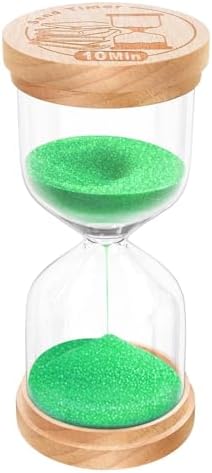 10 Minute Sand Timer, Wooden Hourglass Sand Clock, Small Wood 10 Min Hour Glass, Sandglass for Brushing Teeth, Reloj De Arena, Classroom, Game, Kitchen, Home, Office