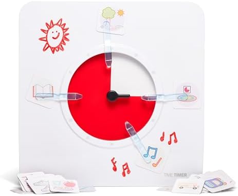 TIME TIMER 8 inch Visual Timer with Visual Schedule Package - 60 Minute Kids Desk Countdown Clock with Dry Erase Board, whiteboard Marker, and pecs Cards - for Kids Classroom, Home and Routine Timer