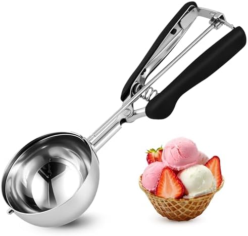 Extra Large Ice Cream Scoop 80MM, Trigger Release Stainless Steel Cookie Scoop, Portion Scoop 5.28 oz/150ml, Commercial Food Disher, for Portion Control, Cookie Dough, Cupcake Batter (10 Tablespoon)
