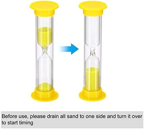 PATIKIL 3 Minute Sand Timer, 4Pcs Small Sandy Clock with Plastic Cover, Count Down Sand Glass for Games, Kitchen, Party Favors DIY Decoration, Yellow