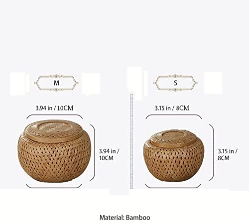 Handmade Weaving Garlic Keeper for Counter, Vintage Bamboo Garlic Storage Container, Ventilated Freshness Garlic Bowl(Medium)