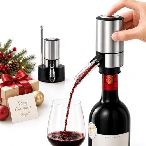 Electric Wine Aerator Dispenser, Automatic Wine Pourer Spout with One-Touch Decanting, No-Drip Wine Decanter, Fits Standard Bottles, Gift for Wine Lovers