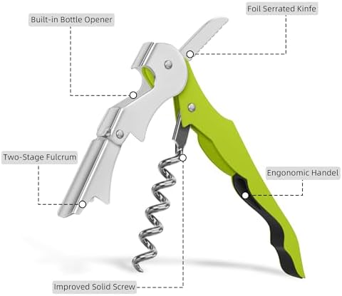 Custom Wine Bottle Opener, Stainless Steel Wine Key Corkscrew w/Foil Cutter