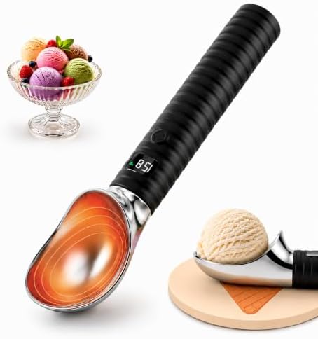 Heated Ice Cream Scoop Rechargeable, with LED Display Screen(Black)