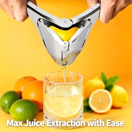 Heavy-Duty Lemon Squeezer Stainless Steel - Handheld Juicer with Full Juice Extraction - Easy Squeeze Lime Citrus Flods Flat Manual Press Fruit Extractor/Presser