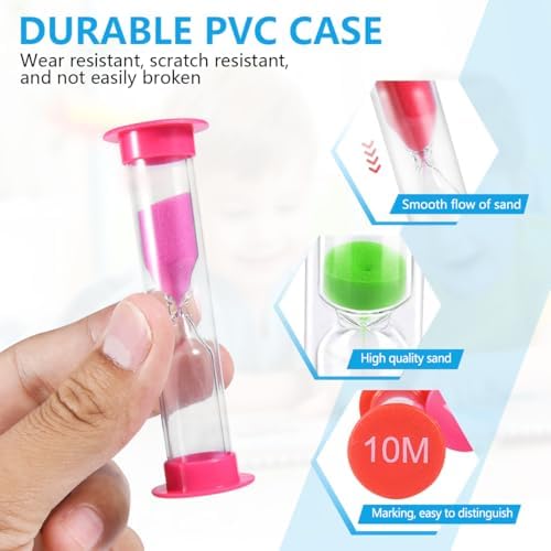Sand Timer, KISEER 6 Pcs Colorful Hourglass Sandglass Sand Clock Timers Set 30sec / 1min / 2mins / 3mins / 5mins / 10mins for Brushing Children's Teeth, Cooking, Game, School, Office